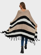 Load image into Gallery viewer, Striped Open Front Fringe Cardigan