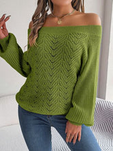Load image into Gallery viewer, Openwork Off-Shoulder Long Sleeve Sweater