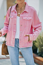Load image into Gallery viewer, Distressed Raw Hem Denim Jacket