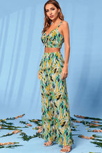 Load image into Gallery viewer, Printed Tie-Front Bralette and Wide Leg Pants Set