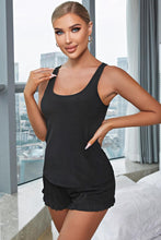 Load image into Gallery viewer, Scoop Neck Tank and Ruffled Shorts Lounge Set