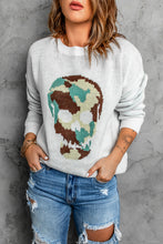Load image into Gallery viewer, Skull Graphic Drop Shoulder Sweater
