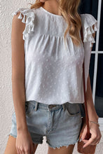 Load image into Gallery viewer, Swiss Dot Tassel Detail Round Neck Blouse