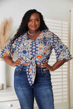 Load image into Gallery viewer, Double Take Tie Hem V-Neck Three-Quarter Sleeve Blouse