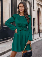 Load image into Gallery viewer, Twisted Round Neck Long Sleeve Dress