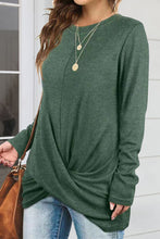 Load image into Gallery viewer, Ruched Round Neck Long Slleeve T-Shirt