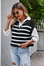 Load image into Gallery viewer, Striped Half-Zip Collared Vest