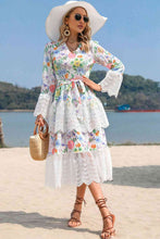 Load image into Gallery viewer, Floral V-Neck Layered Spliced Lace Dress