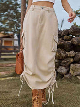 Load image into Gallery viewer, Drawstring Denim Skirt with Pockets