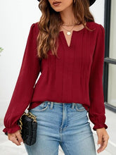 Load image into Gallery viewer, Notched Flounce Sleeve Blouse