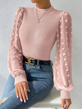 Load image into Gallery viewer, Swiss Dot Waffle-Knit Lantern Sleeve T-Shirt