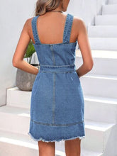 Load image into Gallery viewer, Button Up Raw Hem Denim Dress