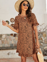 Load image into Gallery viewer, Printed Flounce Sleeve Ruffle Hem Dress