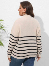 Load image into Gallery viewer, Plus Size Zip-Up Striped Sweater