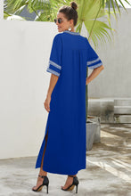 Load image into Gallery viewer, Contrast Side Slit Half Sleeve Dress
