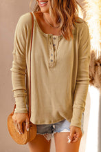 Load image into Gallery viewer, Waffle Knit Henley Long Sleeve Top