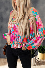 Load image into Gallery viewer, Floral Smocked Ruffled Balloon Sleeve Blouse
