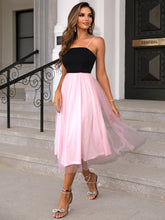 Load image into Gallery viewer, Two-Tone Spaghetti Strap Mesh Dress