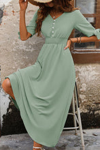 Load image into Gallery viewer, Smocked Quarter Button Short Sleeve Dress