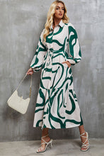 Load image into Gallery viewer, Tie-Waist Printed Button Up Dress