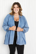 Load image into Gallery viewer, Zenana Sunflower Fields Full Size Chambray Button-Up Swing Tunic
