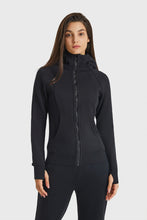 Load image into Gallery viewer, Zip Up Seam Detail Hooded Sports Jacket