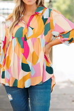 Load image into Gallery viewer, Heathered Collared Neck Long Sleeve Blouse