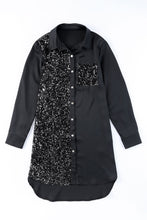Load image into Gallery viewer, Sequin Button Front High-Low Shirt Dress