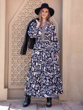 Load image into Gallery viewer, Printed Notched Neck Maxi Dress