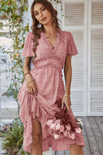 Load image into Gallery viewer, Leopard Frill Trim Flutter Sleeve Dress