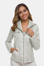Load image into Gallery viewer, Zipper Front Hooded PU Leather Jacket