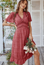 Load image into Gallery viewer, Leopard Frill Trim Flutter Sleeve Dress