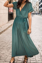 Load image into Gallery viewer, Surplice Tie Waist Short Sleeve Dress