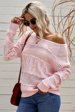 Load image into Gallery viewer, Openwork Boat Neck Pullover Sweater