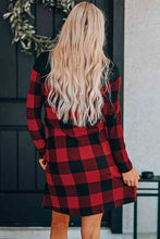 Load image into Gallery viewer, Plaid Round Neck Long Sleeve Mini Dress