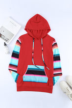 Load image into Gallery viewer, Striped Drawstring Hoodie with Kangaroo Pocket