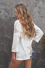 Load image into Gallery viewer, Star Print Waffle Knit Side Slit Top