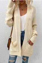 Load image into Gallery viewer, Cable-Knit Open Front Cardigan with Pockets