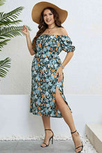 Load image into Gallery viewer, Plus Size Floral Short Sleeve Slit Dress