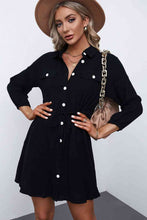Load image into Gallery viewer, Drawstring Waist Collared Mini Dress
