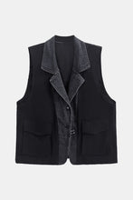 Load image into Gallery viewer, Spliced Denim Lapel Collar Vest with Pockets