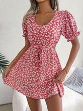 Load image into Gallery viewer, Floral Cutout Flounce Sleeve Dress