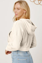 Load image into Gallery viewer, Waffle-Knit Drawstring Zip Up Hoodie