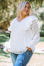 Load image into Gallery viewer, Plus Size Swiss Dot Ruffled Blouse