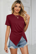 Load image into Gallery viewer, Ruched Round Neck Short Sleeve T-Shirt