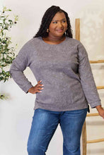 Load image into Gallery viewer, Basic Bae Round Neck Drop Shoulder Slit Sweatshirt