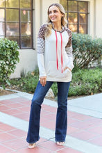 Load image into Gallery viewer, Celeste Design Full Size Leopard Contrast Drawstring Hoodie