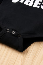 Load image into Gallery viewer, Baby Girl GOOD VIBES Bodysuit and Striped Overalls Set