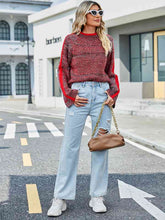 Load image into Gallery viewer, Heathered Round Neck Long Sleeve Sweater