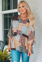 Load image into Gallery viewer, Leopard Patchwork V-Neck Top